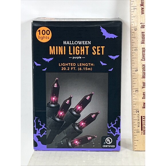 Purple Mini Light Set 100 Lights with Black Cord Indoor Outdoor 20ft UL Cert - Picture 8 of 8